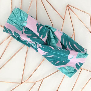 Pink Palm Print Turban Headband